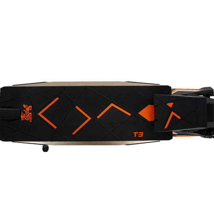 Black and orange gaming headset with geometric design and T3 logo