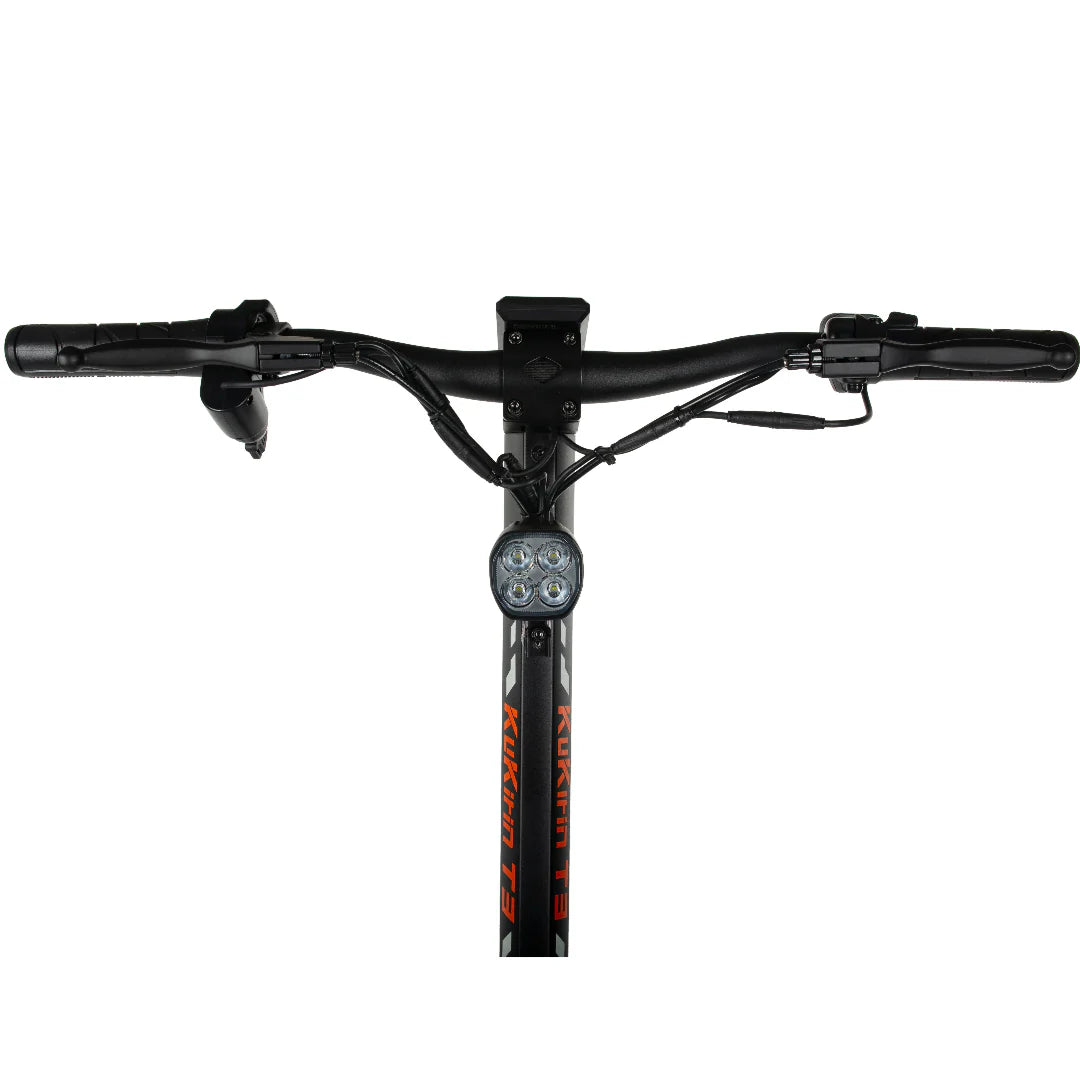 Kukiho T3 electric scooter handlebars with front LED light and black grips